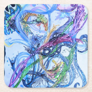 Watery Neuron Square Paper Coaster
