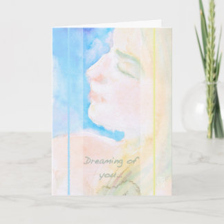 Watery Watercolor Woman Romantic 2 Greeting Card