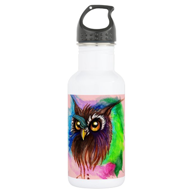 Watery Wood Owl 532 Ml Water Bottle (Front)