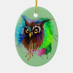 Watery Wood Owl Ceramic Tree Decoration
