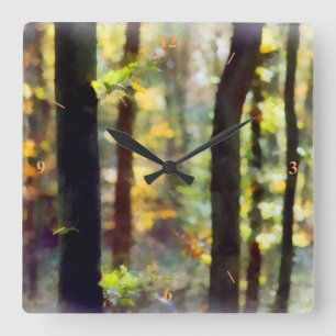 Watery Woods Square Wall Clock