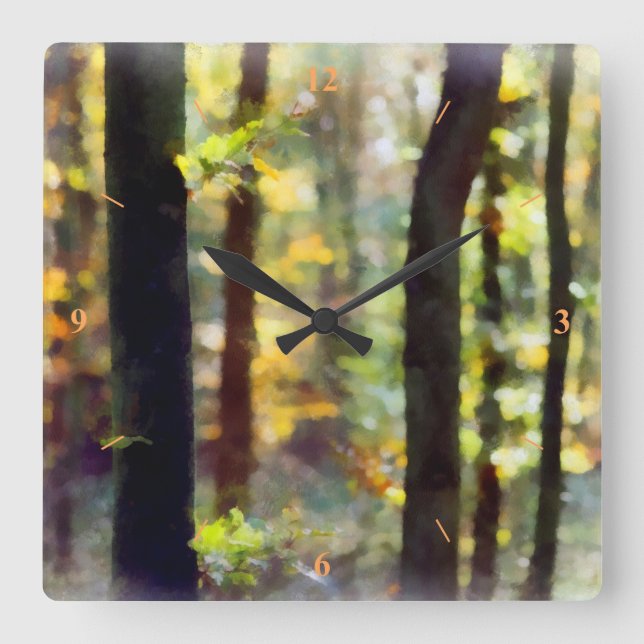 Watery Woods Square Wall Clock (Front)