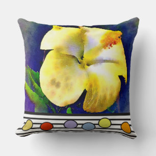 WateryYellow Hibiscus Cushion