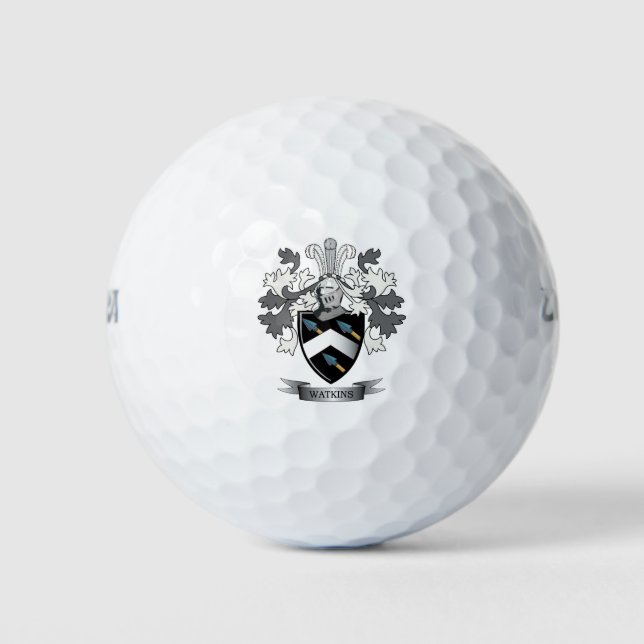 Watkins Family Crest Coat of Arms Golf Balls (Front)