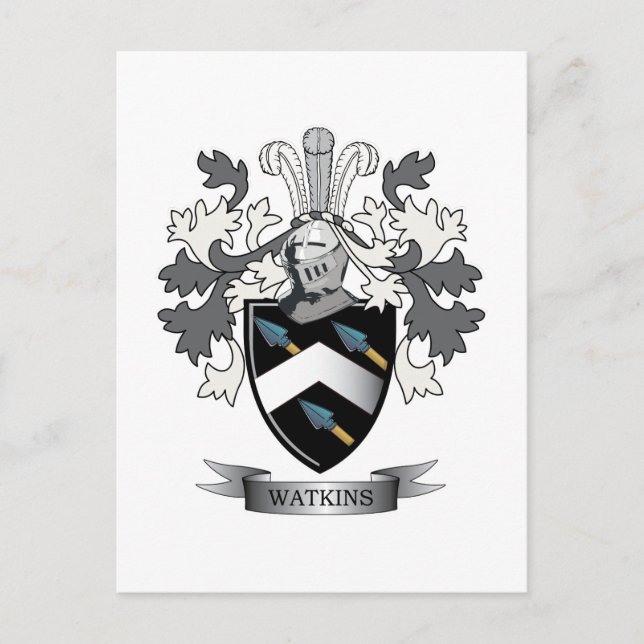 Watkins Family Crest Coat of Arms Postcard (Front)