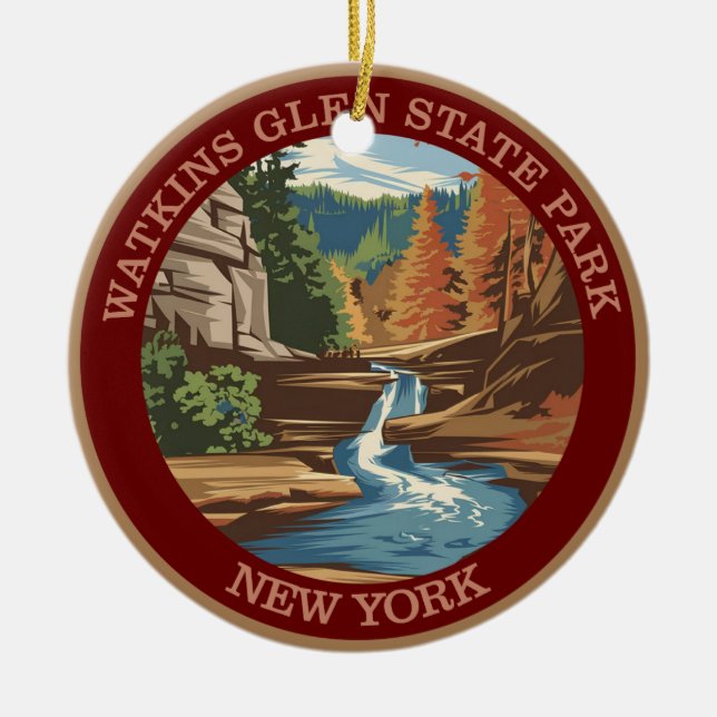 Watkins Glen State Park, New York. Colour Ceramic Ornament (Front)