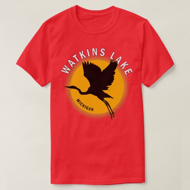 Watkins Lake in Michigan Heron Sunrise T-Shirt (Design Front)
