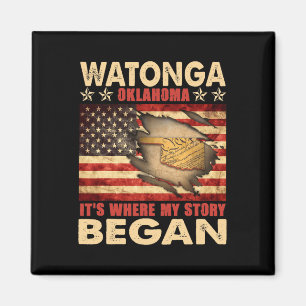 Watonga Oklahoma Usa Flag 4th Of July  Magnet