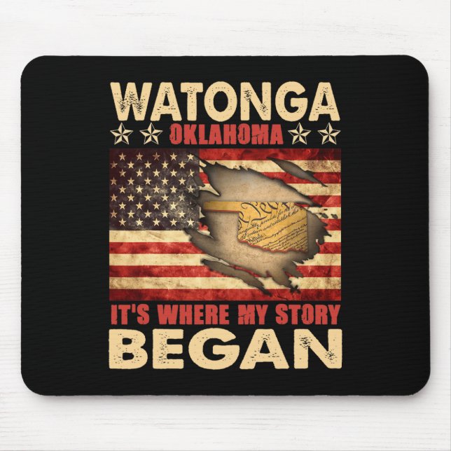 Watonga Oklahoma Usa Flag 4th Of July  Mouse Pad (Front)