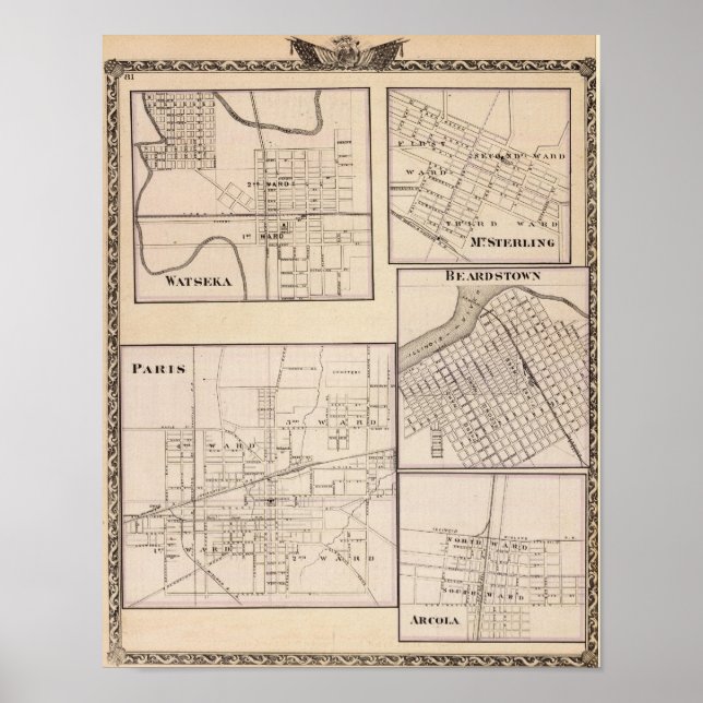 Watseka, Paris, Mt Sterling, Beardstown and Arcola Poster (Front)