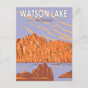 Watson Lake Arizona Travel Art Vintage Postcard