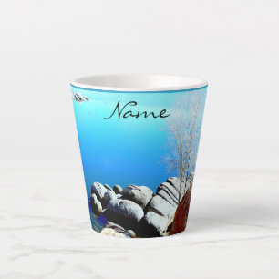 Watson Lake shoreline Thunder_Cove Latte Mug