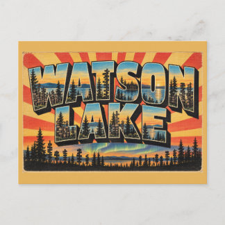 Watson Lake YT Signpost Forest Northern Lights Art Postcard
