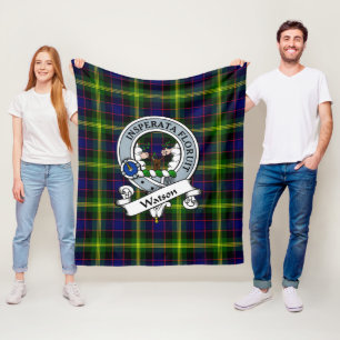 Watson Modern Clan Badge Tartan Plaid Fleece Blanket