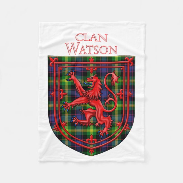 Watson Tartan Scottish Plaid Lion Rampant Fleece Blanket (Front)