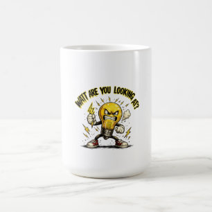 Watt Are You Looking At? Funny Angry Light Bulb Coffee Mug