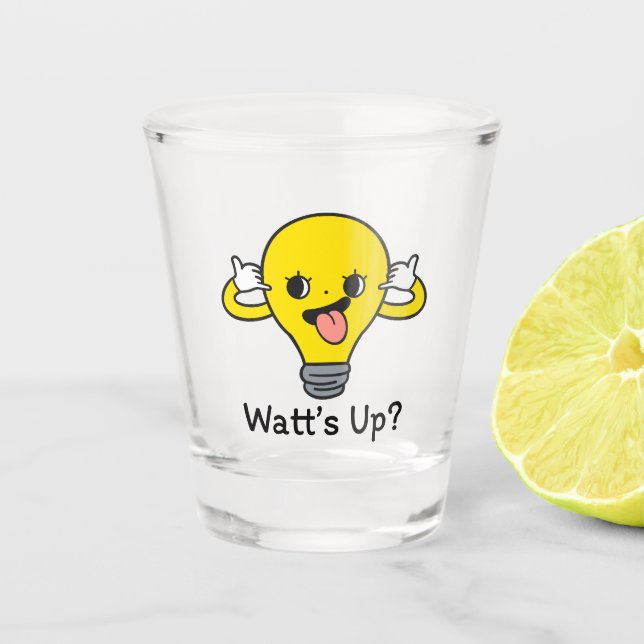 Watt’s Up? Funny Light Bulb Shot Glass (Front)
