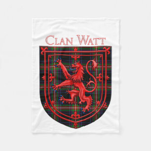 Watt Tartan Scottish Plaid Lion Rampant Fleece Blanket