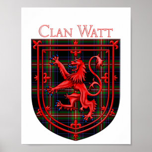 Watt Tartan Scottish Plaid Lion Rampant Poster