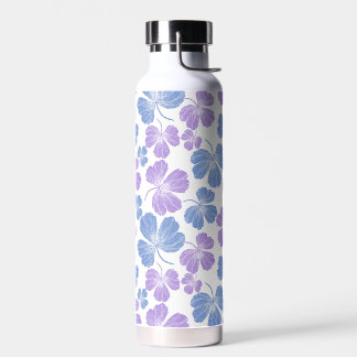 Watter Bottle with pink and blue leaves