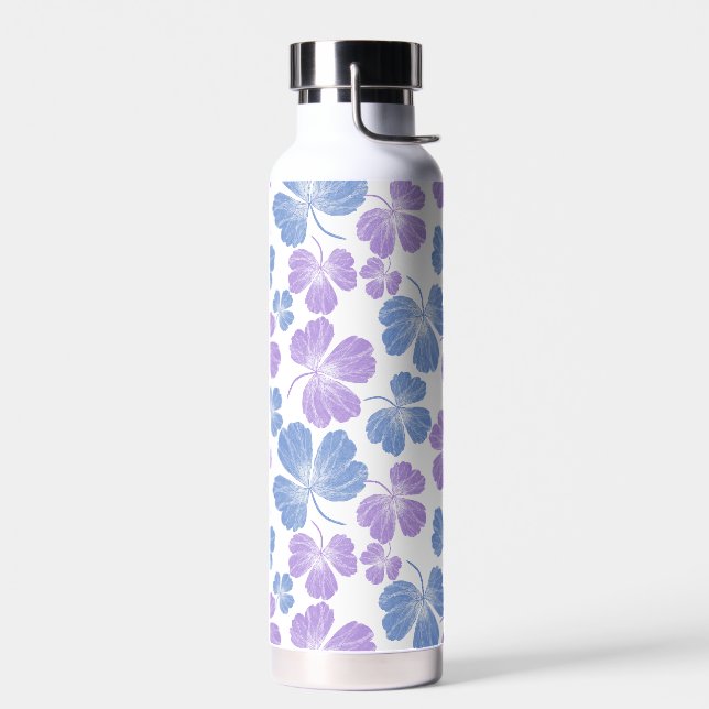 Watter Bottle with pink and blue leaves (Left)