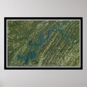 Watts Bar Lake Tennessee Satellite Poster Map