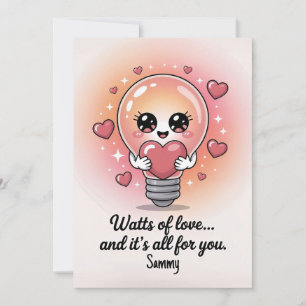Watts of Love – Cute Pun eCard for Editable Holiday Card