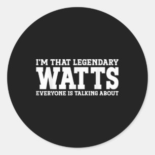 Watts Surname Funny Team Family Last Name Watts Classic Round Sticker