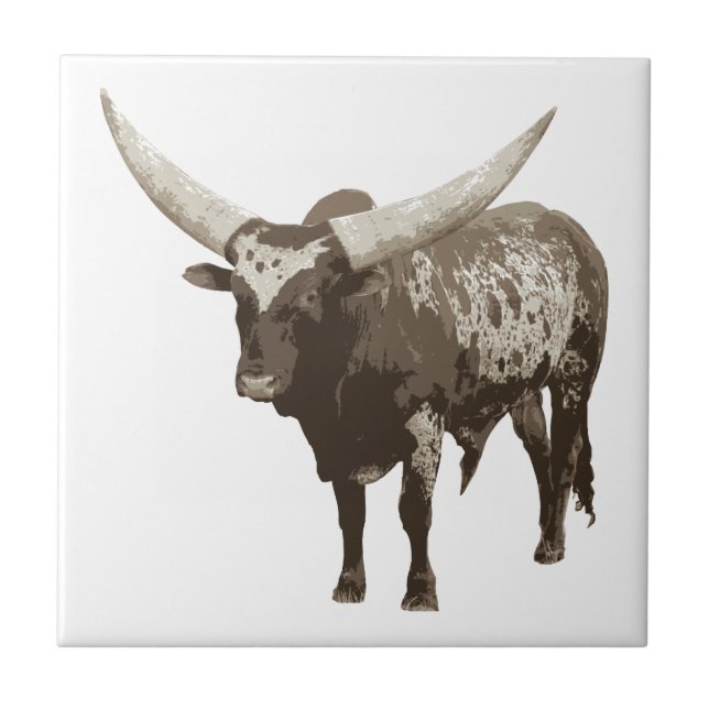 Watusi Cow Ceramic Tile (Front)
