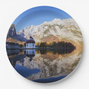 Watzmann Mountain And St Bartholomew's Church Paper Plate