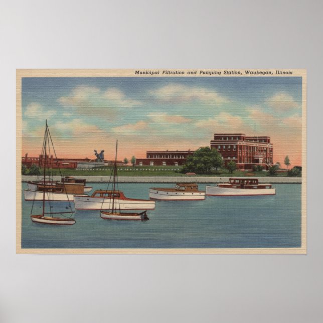 Waukegan, IL - View of Municipal Pumping Station Poster (Front)