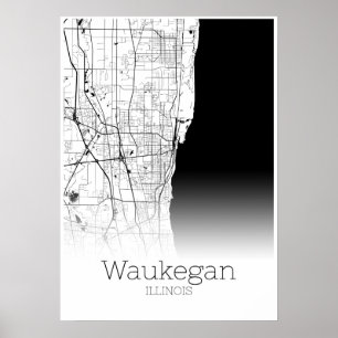 Waukegan Map - Illinois - City Map Poster