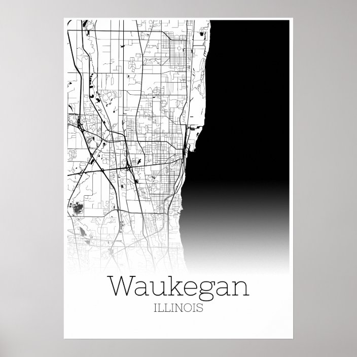 Waukegan Map Illinois City Map Poster