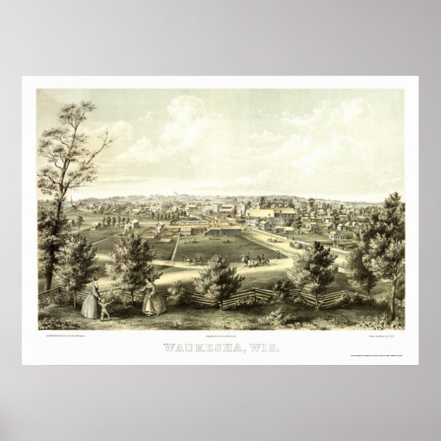 Waukesha, WI Panoramic Map - 1857 Poster (Front)