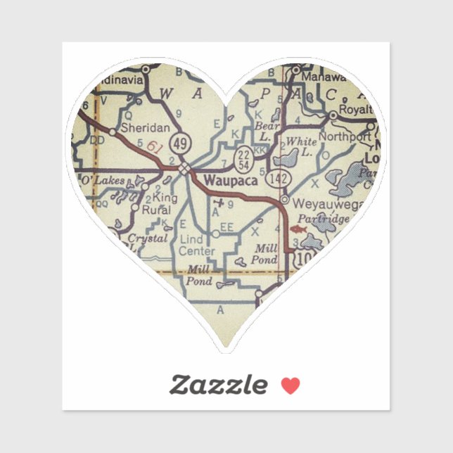 Waupaca WI Vintage Map (Sheet)