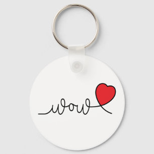 Wauw of wow. Valentijnsdag slogan met hartjes Key Ring