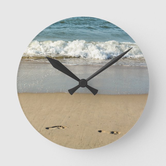 Wave and Footprints  - Round Clock (Front)