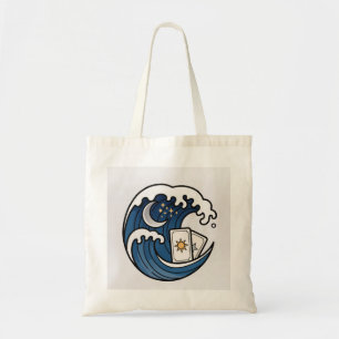 Wave and moon Tarot cards Tote Bag