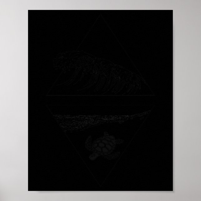 Wave And Turtle Geometric Save The Ocean Turtles  Poster (Front)