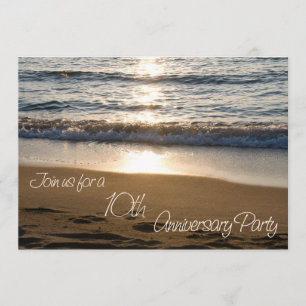 Wave at Sunset 10th Anniversary Invitation Card