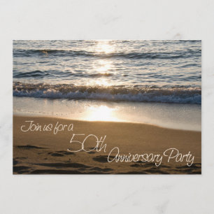 Wave at Sunset 50th Anniversary Invitation Card