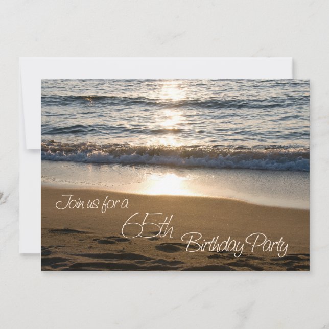 Wave at Sunset 65th Birthday Party Invitation Card (Front)