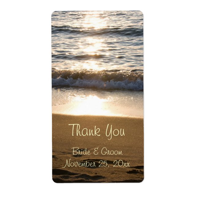 Wave at Sunset Wedding Labels (Front)