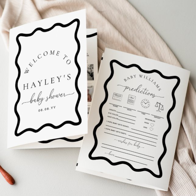 Wave Black White Baby Shower Game Booklet (Baby Shower Games Booklet Wave Black White )