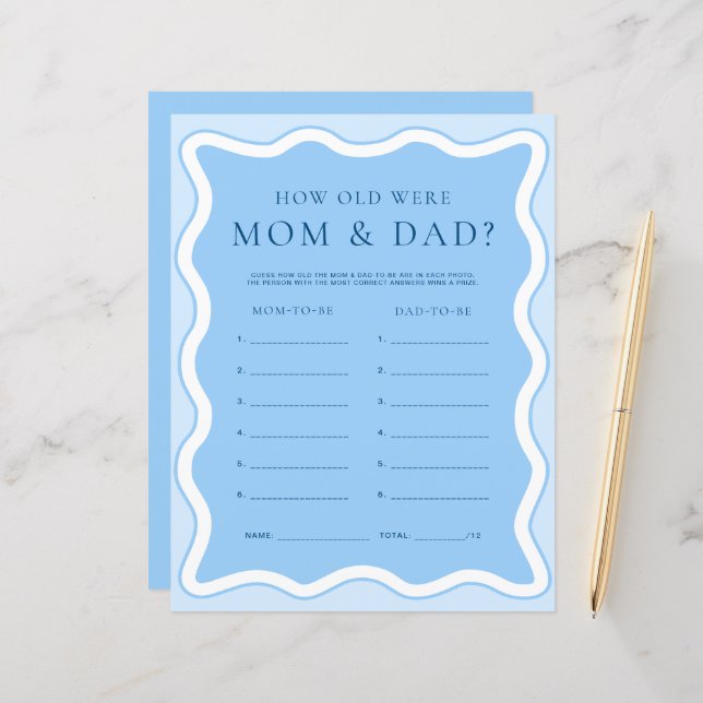 Wave Blue How Old Were Mum and Dad Photo Game (Front/Back In Situ)