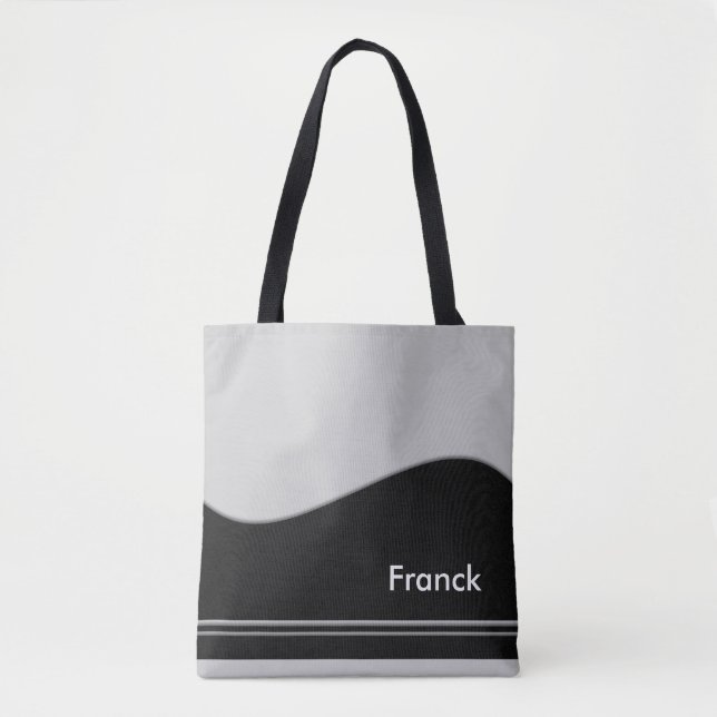 Wave Border black + your backgr. & ideas Tote Bag (Front)