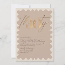 Wave border neutral gold modern 30th birthday