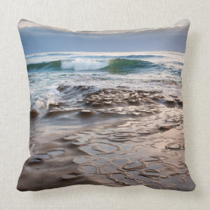 Wave breaking on beach, California Cushion