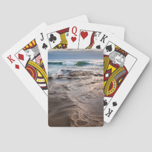 Wave breaking on beach, California Playing Cards