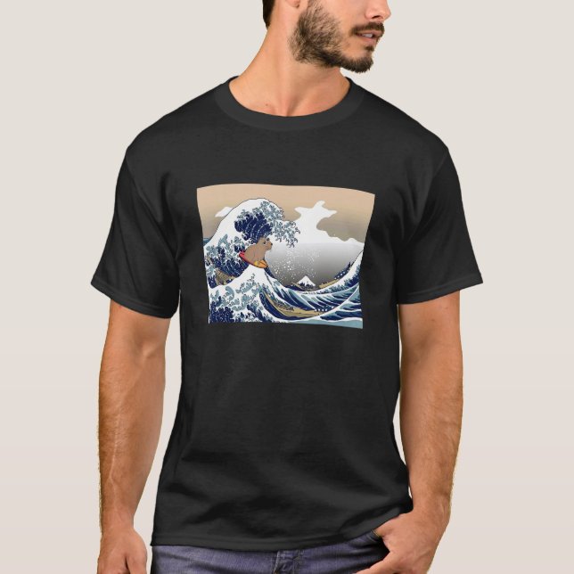Wave Capybara Surfing Rodent Animal T-Shirt (Front)